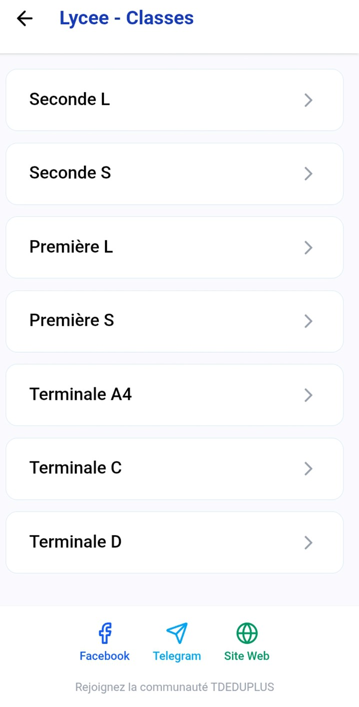 Classes du Lycée — Seconde à Terminale